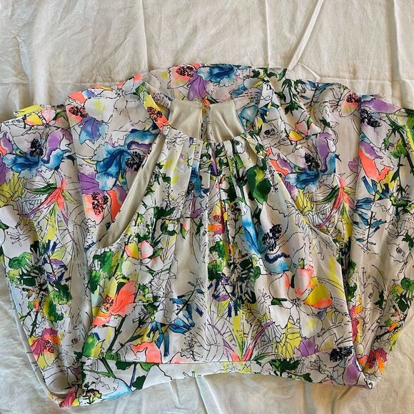 Express Floral Halter Dress | Watercolor Print, A Line Fit & Flare | Size 8 - Picture 10 of 12